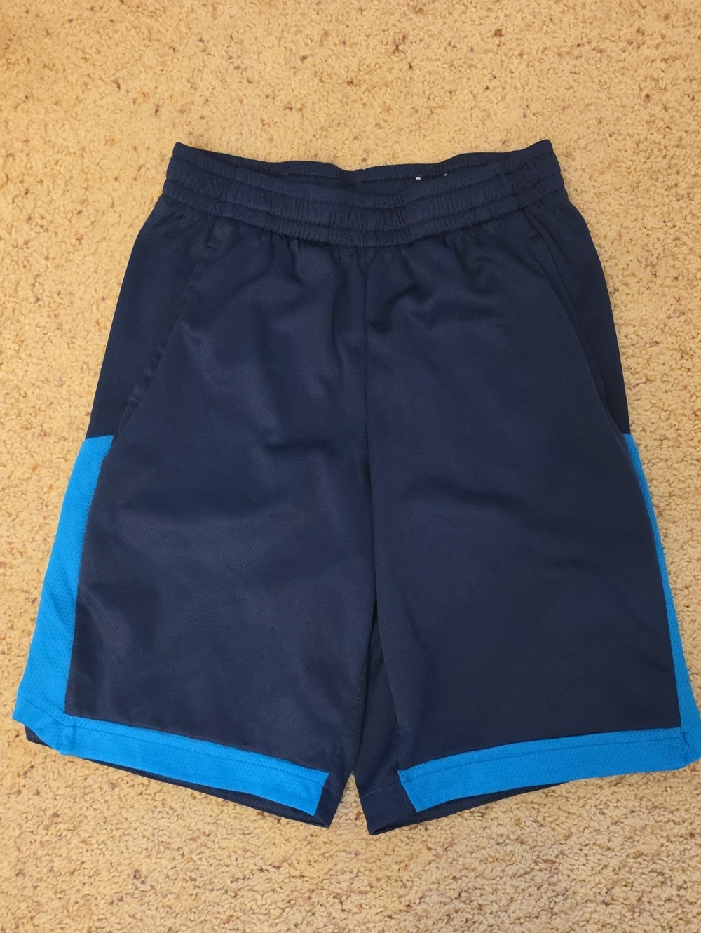 tek gear Navy Athletic Shorts with Bright Blue Side Panels